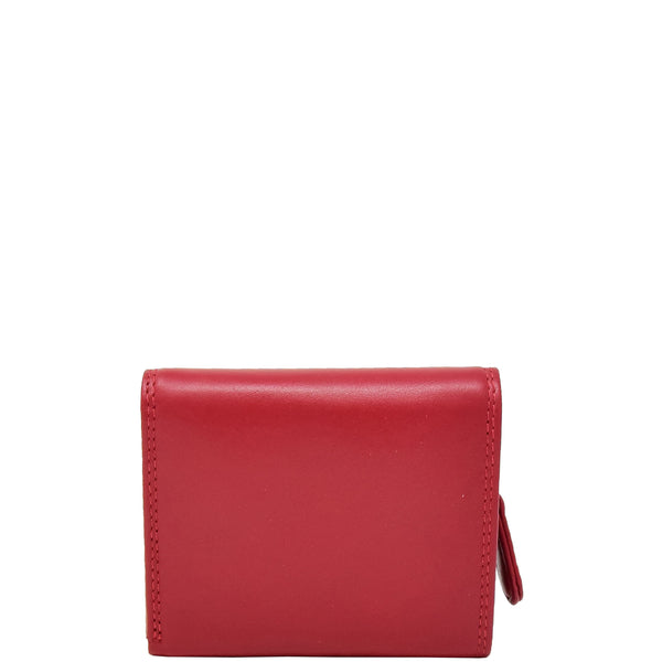 House Of Leather Womens Small Trifold Leather Purse Carmel Red