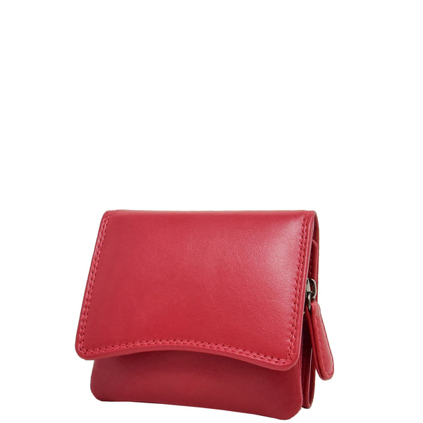 house of leather Womens Small Trifold Leather Purse Carmel Red