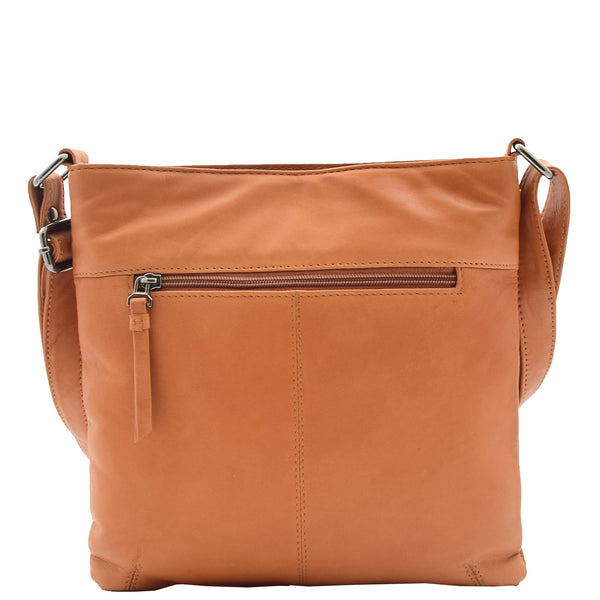 House Of Leather Womens Soft Leather Cross Body Slim Bag HOL843 Cognac