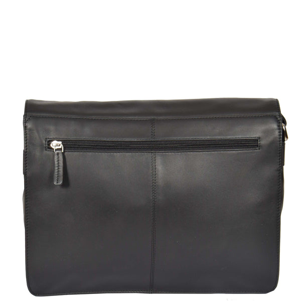 House Of Leather Womens Soft Leather Large Flap Over Bag Maui Black