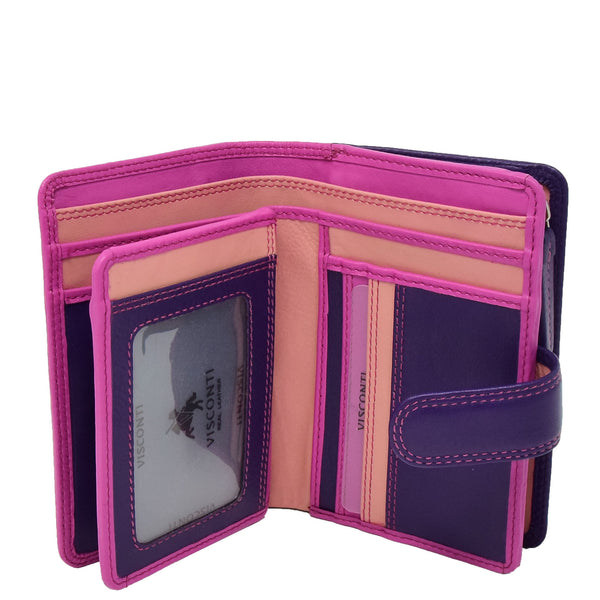 House Of Leather Womens Soft Leather Organiser Purse Lyon Berry Multi