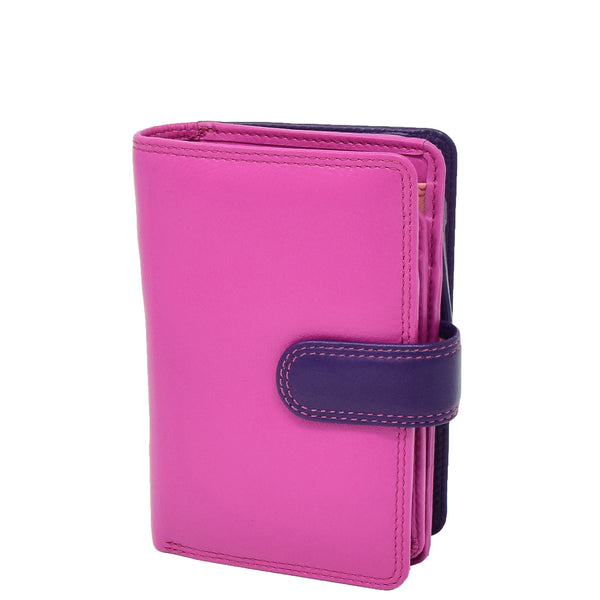 house of leather Womens Soft Leather Organiser Purse Lyon Berry Multi