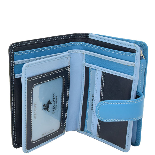 House Of Leather Womens Soft Leather Organiser Purse Lyon Blue Multi