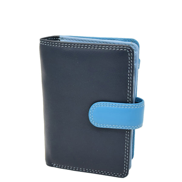 house of leather Womens Soft Leather Organiser Purse Lyon Blue Multi