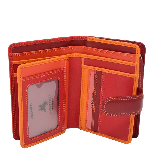 House Of Leather Womens Soft Leather Organiser Purse Lyon Red Multi