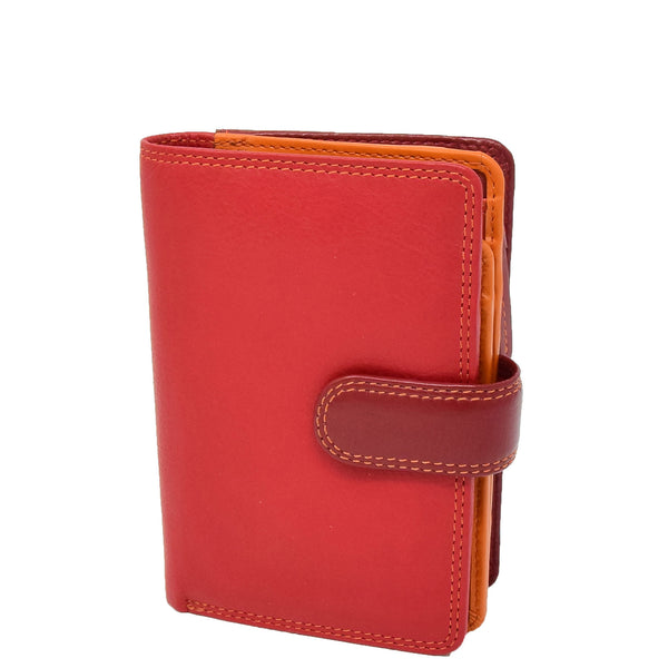 house of leather Womens Soft Leather Organiser Purse Lyon Red Multi