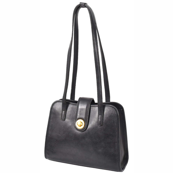 House Of Leather Womens Tote Leather Bag Small Size Trendy Handbag HOL833 Black