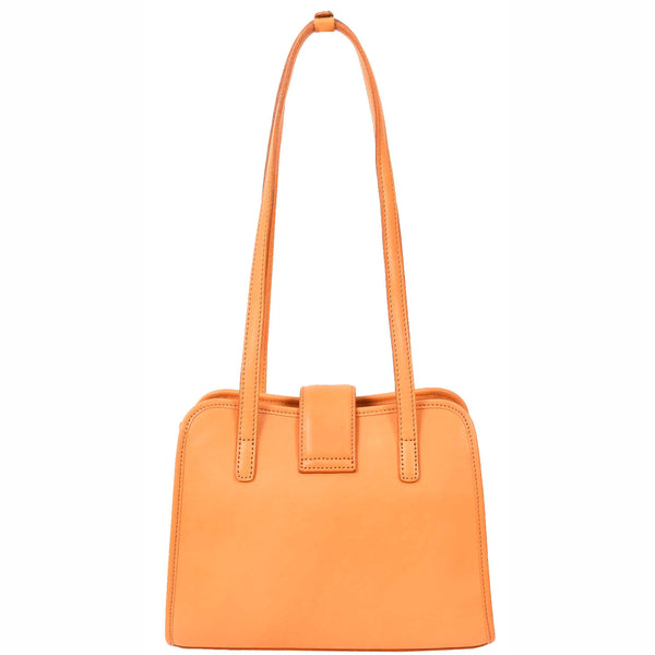 House Of Leather Womens Tote Leather Bag Small Size Trendy Handbag HOL833 Tan