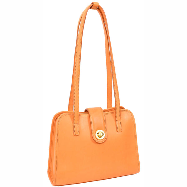 House Of Leather Womens Tote Leather Bag Small Size Trendy Handbag HOL833 Tan