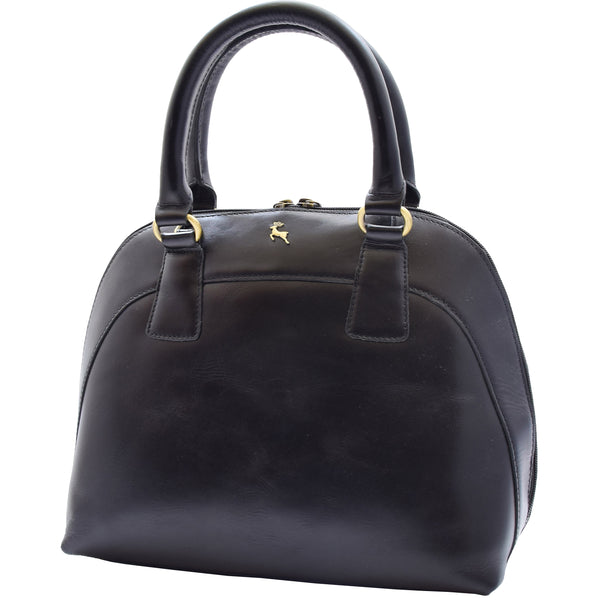 House Of Leather Womens Trendy Doctor Style Leather Handbag Hobo Bag Organiser Paige Black