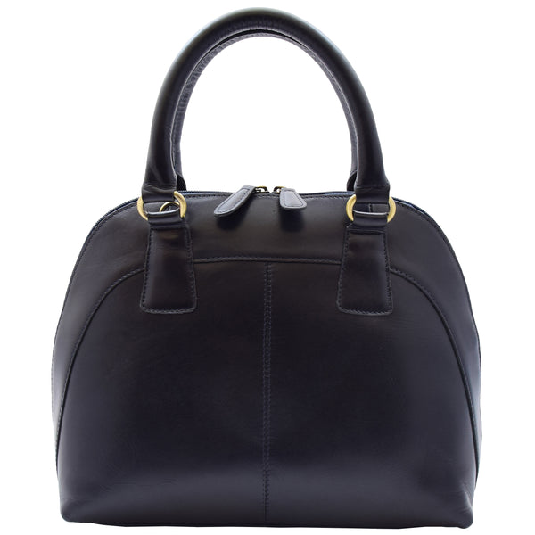 House Of Leather Womens Trendy Doctor Style Leather Handbag Hobo Bag Organiser Paige Navy