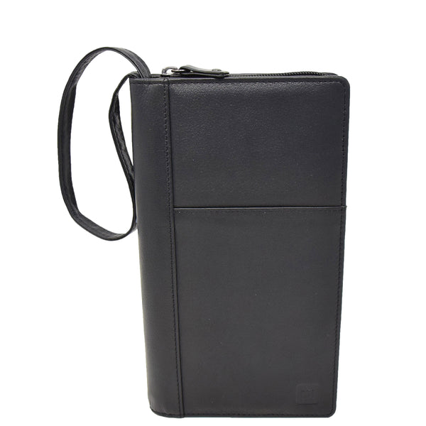 House Of Leather Zip Around Documents Leather Wallet Perth Black