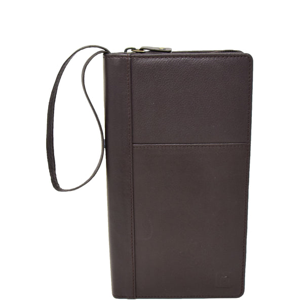 House Of Leather Zip Around Documents Leather Wallet Perth Brown