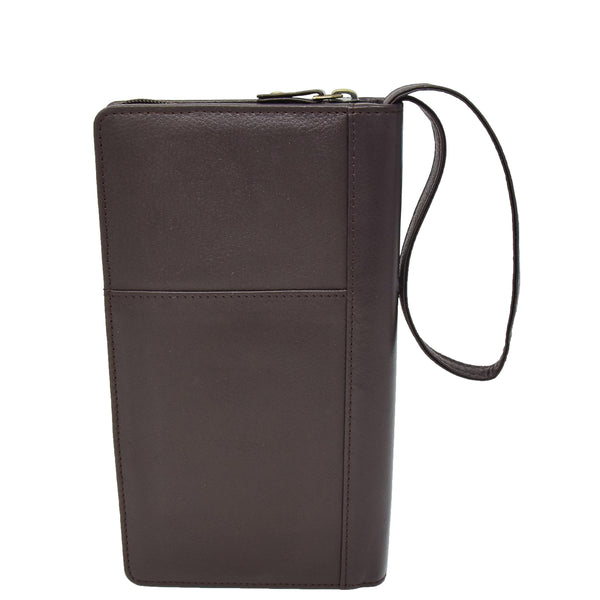 House Of Leather Zip Around Documents Leather Wallet Perth Brown