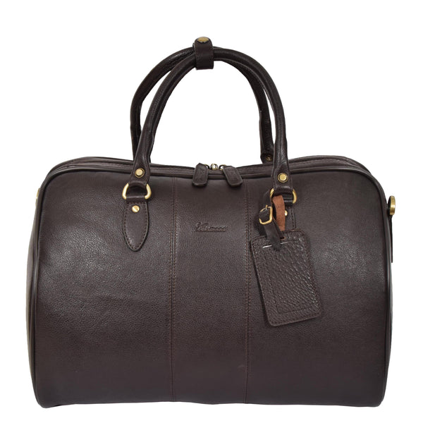 House Of Leather Zip Around Leather Travel Holdall Monaco Brown