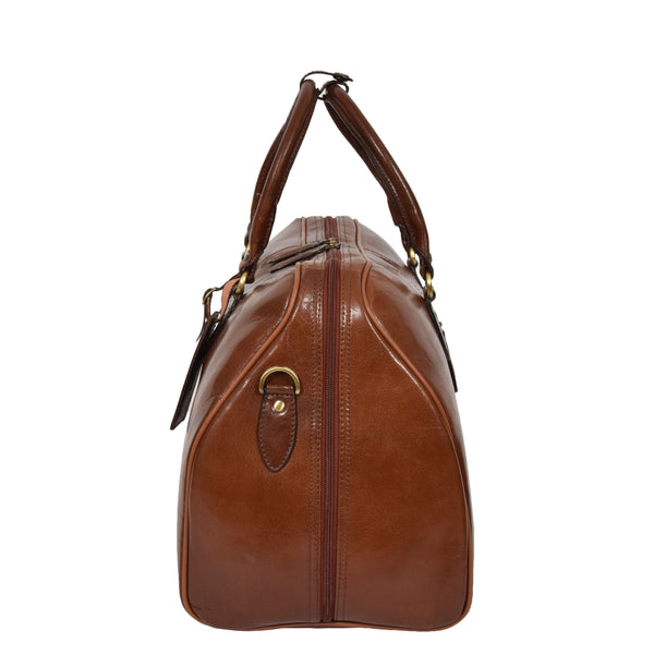 House Of Leather Zip Around Leather Travel Holdall Monaco Tan