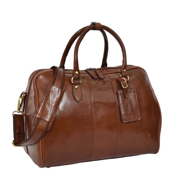 house of leather Zip Around Leather Travel Holdall Monaco Tan
