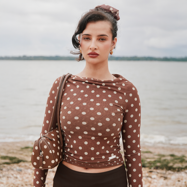 House Of Sunny DOUBLE LAYER POLKA DOT MESH LONG SLEEVE