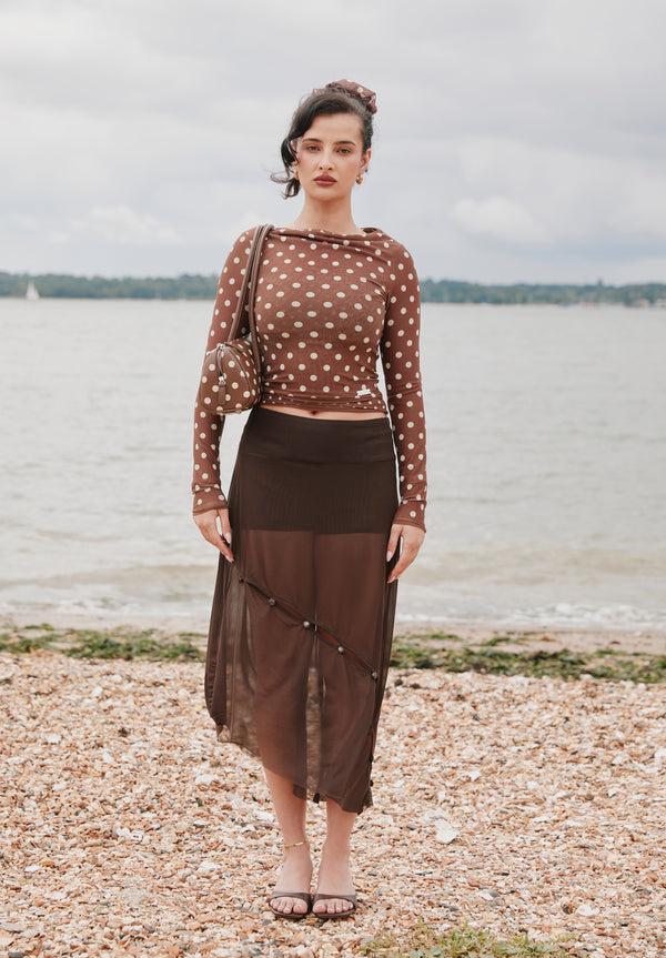 House Of Sunny DOUBLE LAYER POLKA DOT MESH LONG SLEEVE