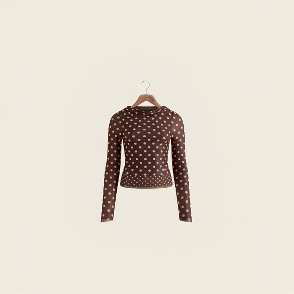 house of sunny DOUBLE LAYER POLKA DOT MESH LONG SLEEVE