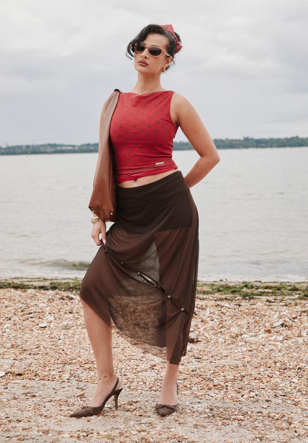 House Of Sunny DOUBLE LAYER POLKA DOT MESH VEST