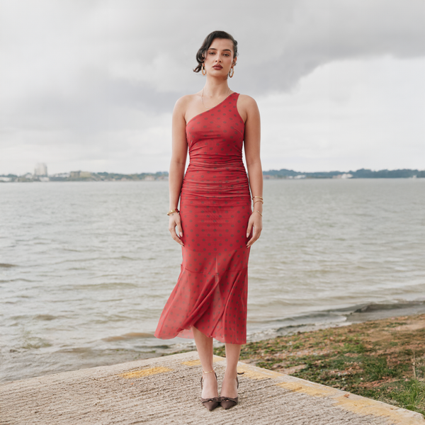 House Of Sunny POLKA DOT ASYMMETRIC DRESS