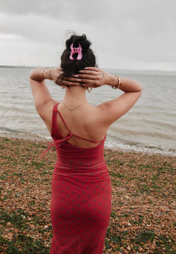 House Of Sunny POLKA DOT ASYMMETRIC DRESS