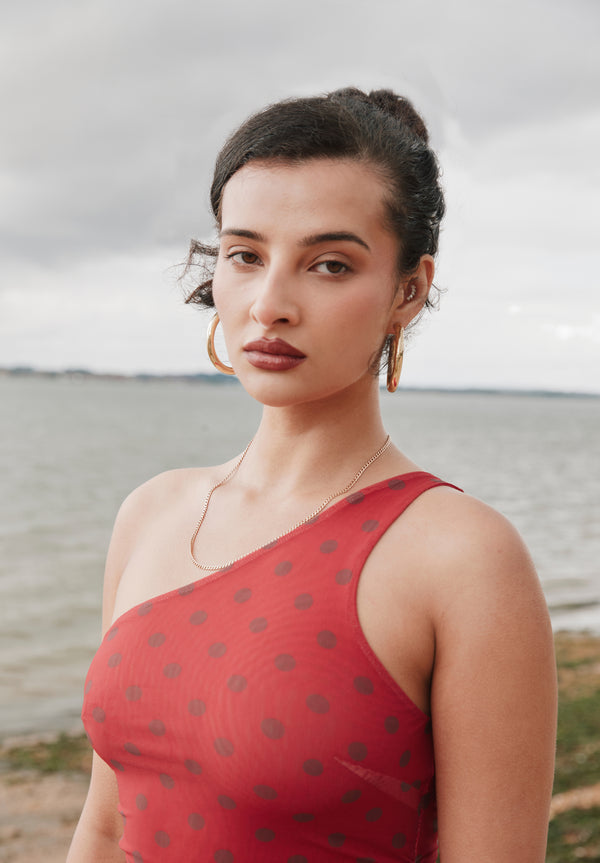 House Of Sunny POLKA DOT ASYMMETRIC DRESS