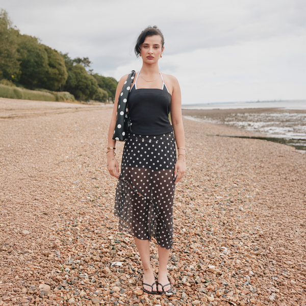 House Of Sunny POLKA DOT MESH PRINTED SKIRT