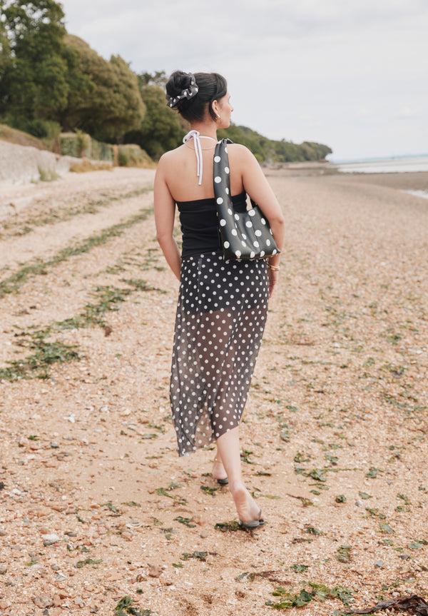 House Of Sunny POLKA DOT MESH PRINTED SKIRT