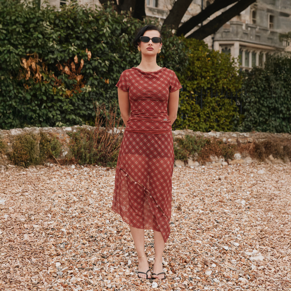 House Of Sunny RETRO CHECK MESH SKIRT