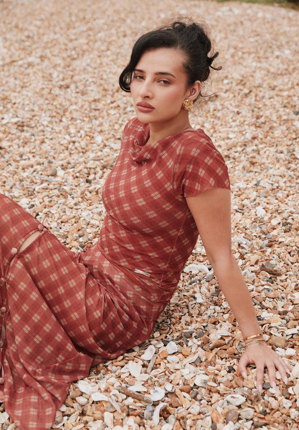 House Of Sunny RETRO CHECK MESH SKIRT