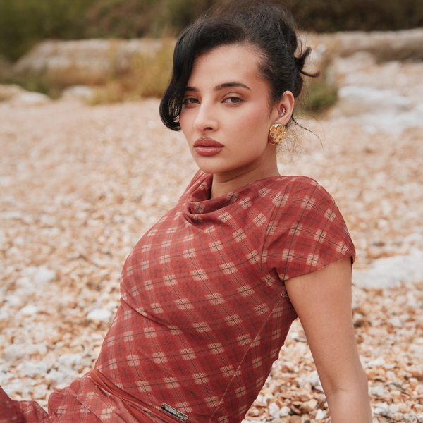 House Of Sunny RETRO CHECK MESH TOP