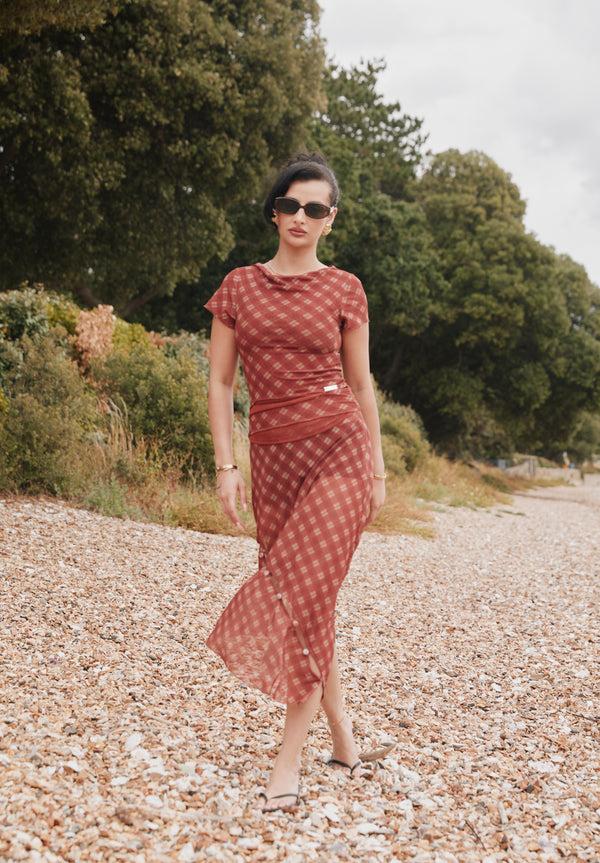 House Of Sunny RETRO CHECK MESH TOP