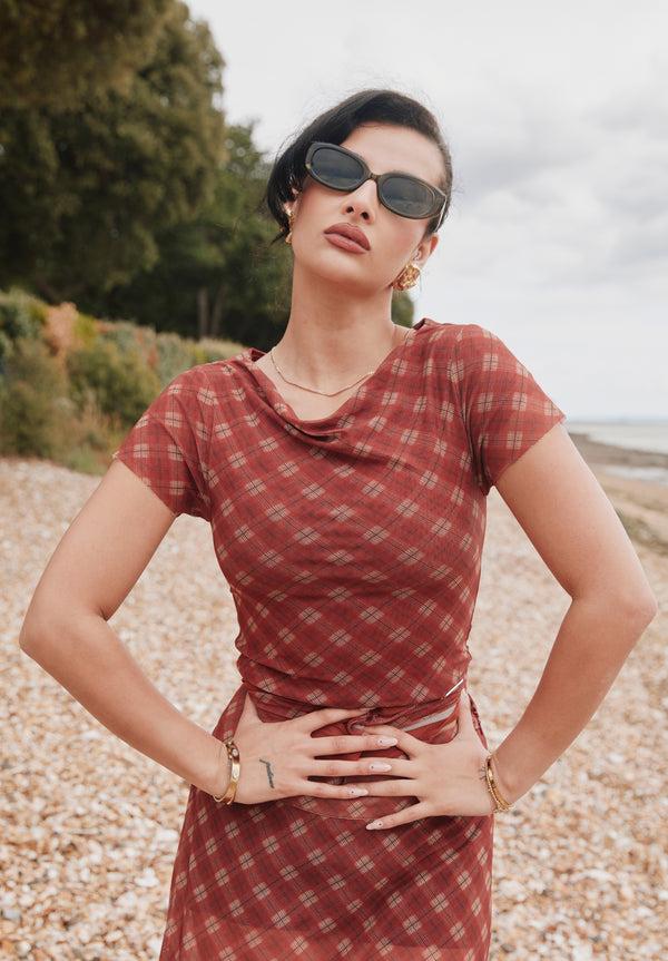 House Of Sunny RETRO CHECK MESH TOP