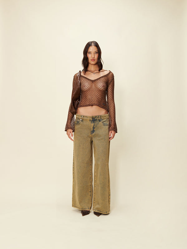 House Of Sunny SANDBLAST WIDE LEG DENIM