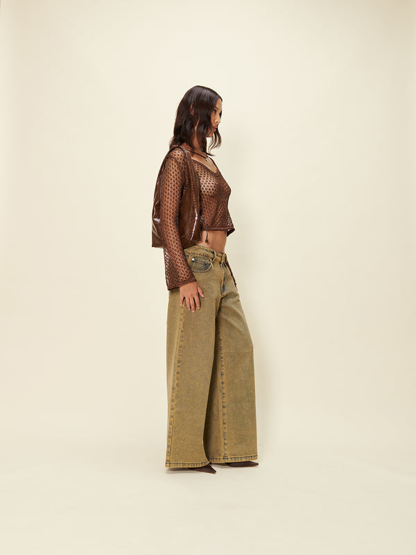 House Of Sunny SANDBLAST WIDE LEG DENIM