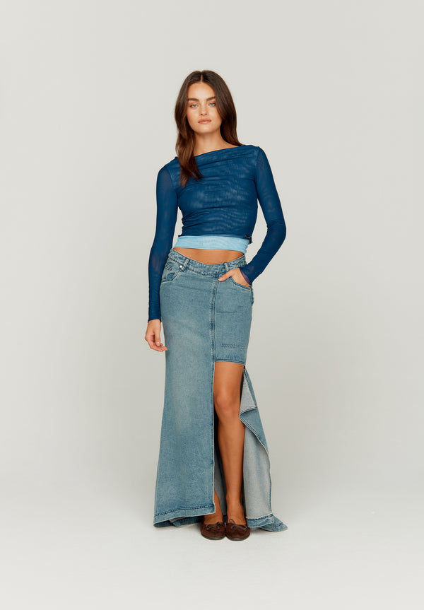 House Of Sunny THE CASCADE DENIM SKIRT