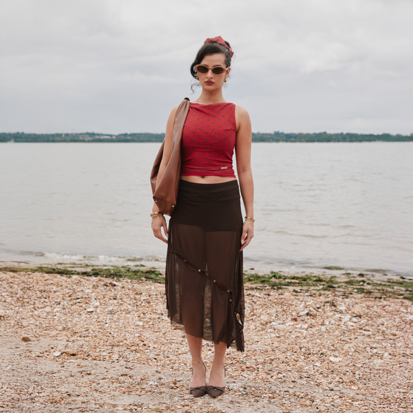House Of Sunny THE ROSEWOOD MESH SKIRT