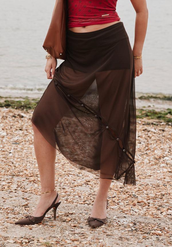 House Of Sunny THE ROSEWOOD MESH SKIRT