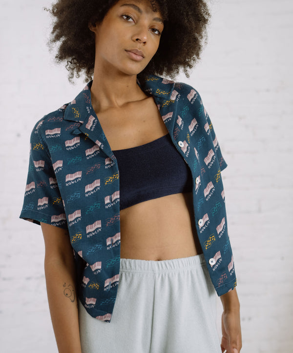 Howlin Cocktails For The Girls Please Shirt - Azzuro Howlin' Piano Hemp Print (Women)