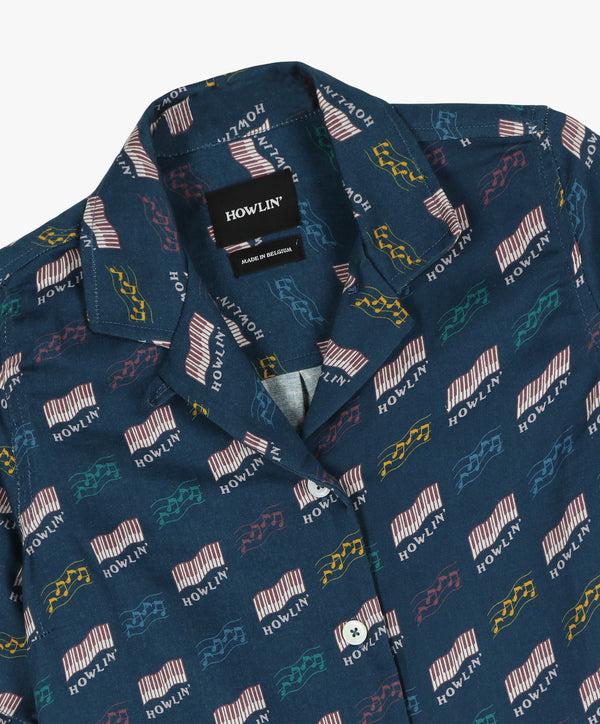 Howlin Cocktails For The Girls Please Shirt - Azzuro Howlin' Piano Hemp Print (Women)