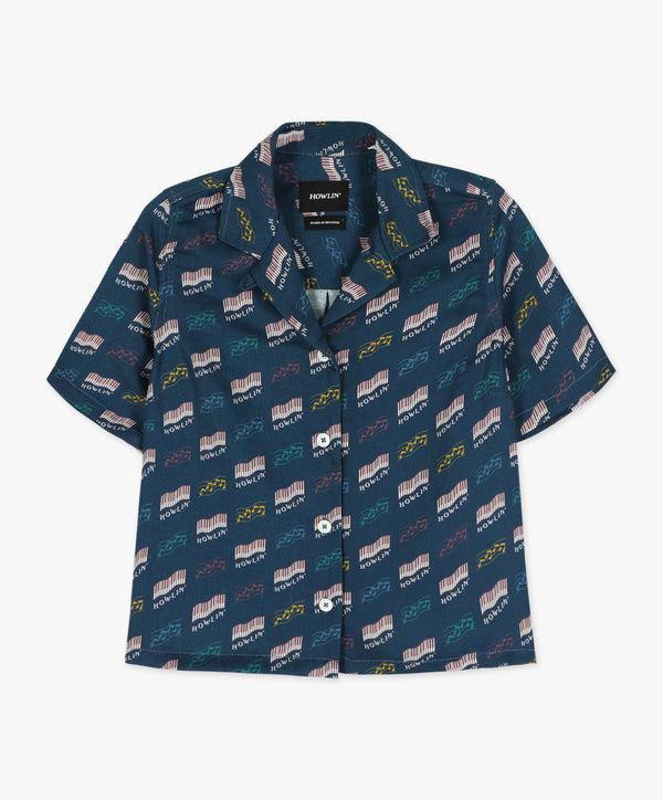 howlin Cocktails For The Girls Please Shirt - Azzuro Howlin' Piano Hemp Print (Women)