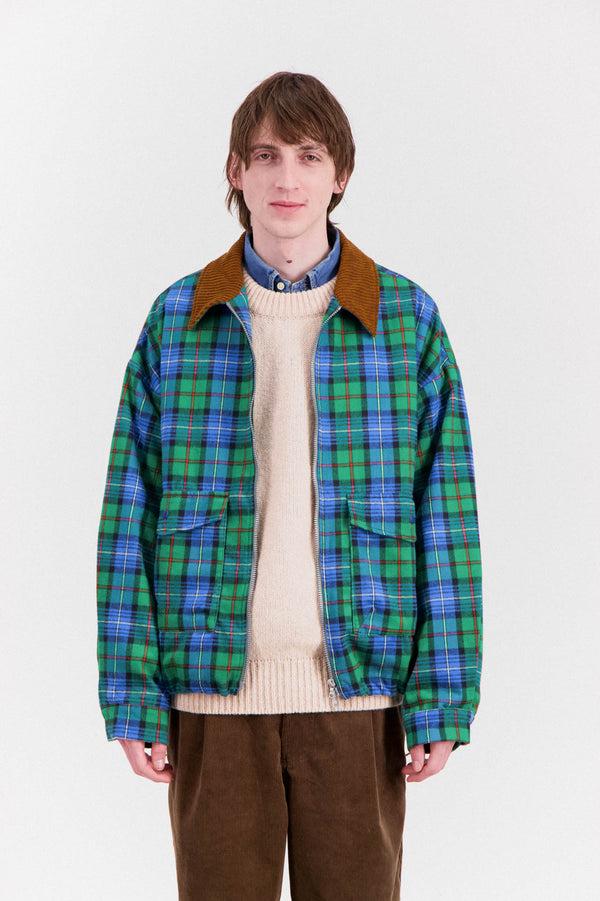 Howlin Boxy Swing Jacket - Cord Neck - Tartan - Blue