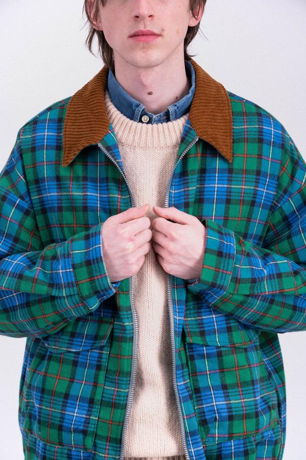 Howlin Boxy Swing Jacket - Cord Neck - Tartan - Blue