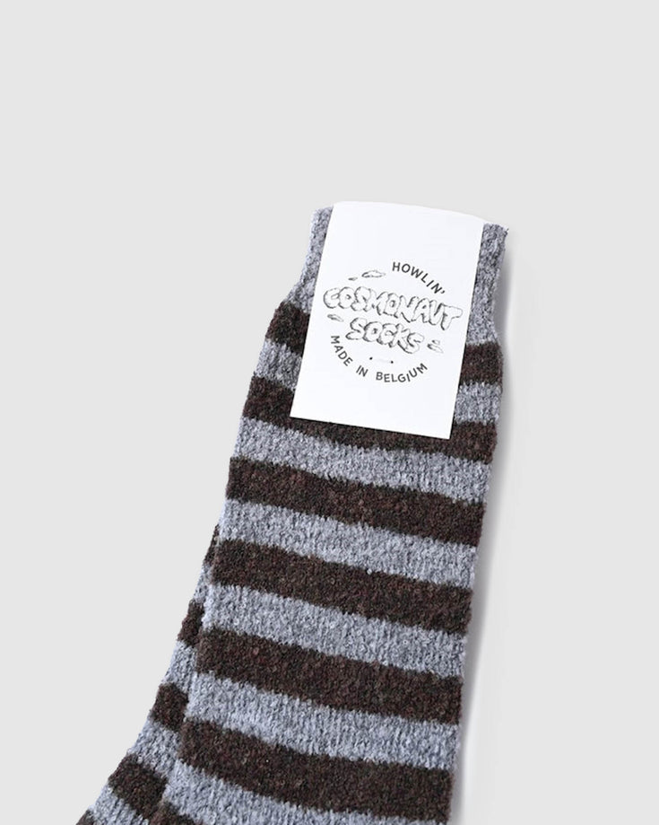 Howlin Cosmonaut Socks - Light Grey / Brown