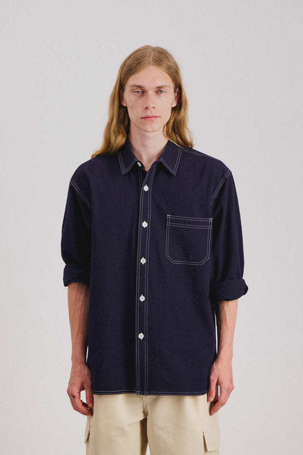 Howlin Everyday Shirt - Navy Seersucker