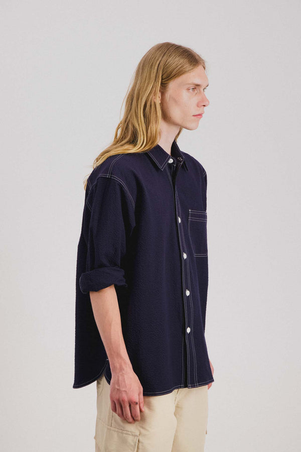 Howlin Everyday Shirt - Navy Seersucker