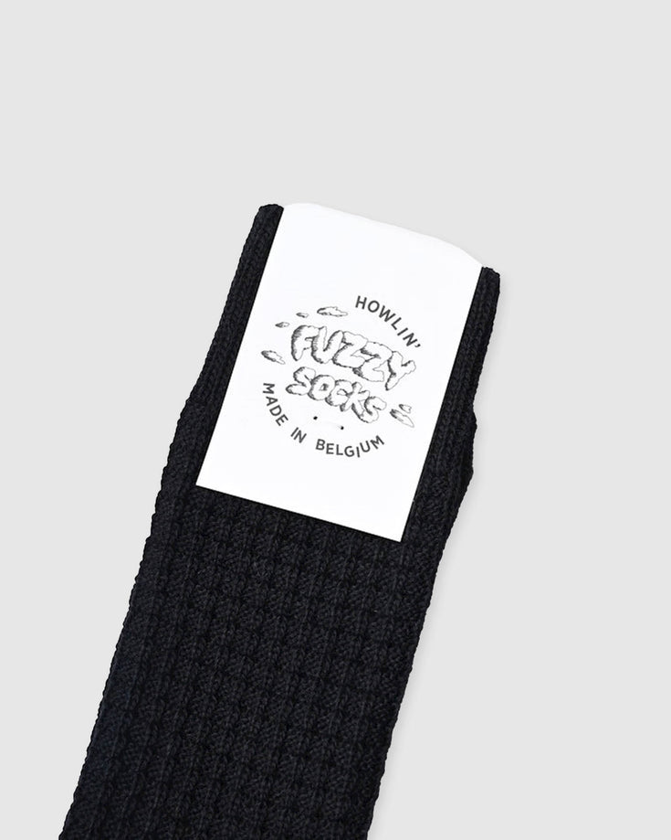 Howlin Fuzzy Waffle Socks - Black