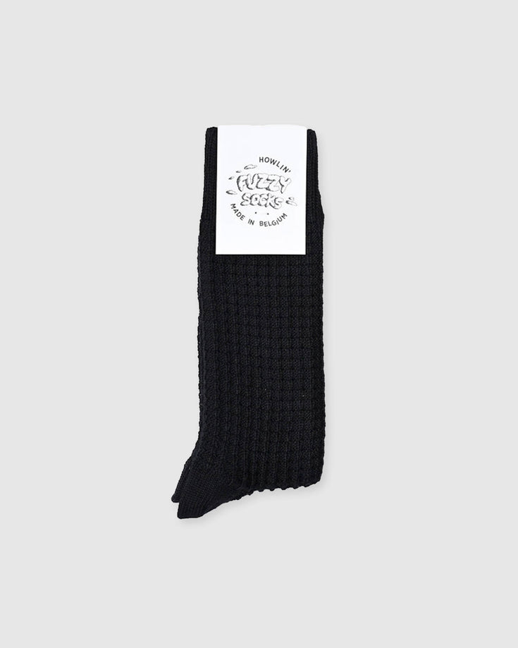 howlin Fuzzy Waffle Socks - Black